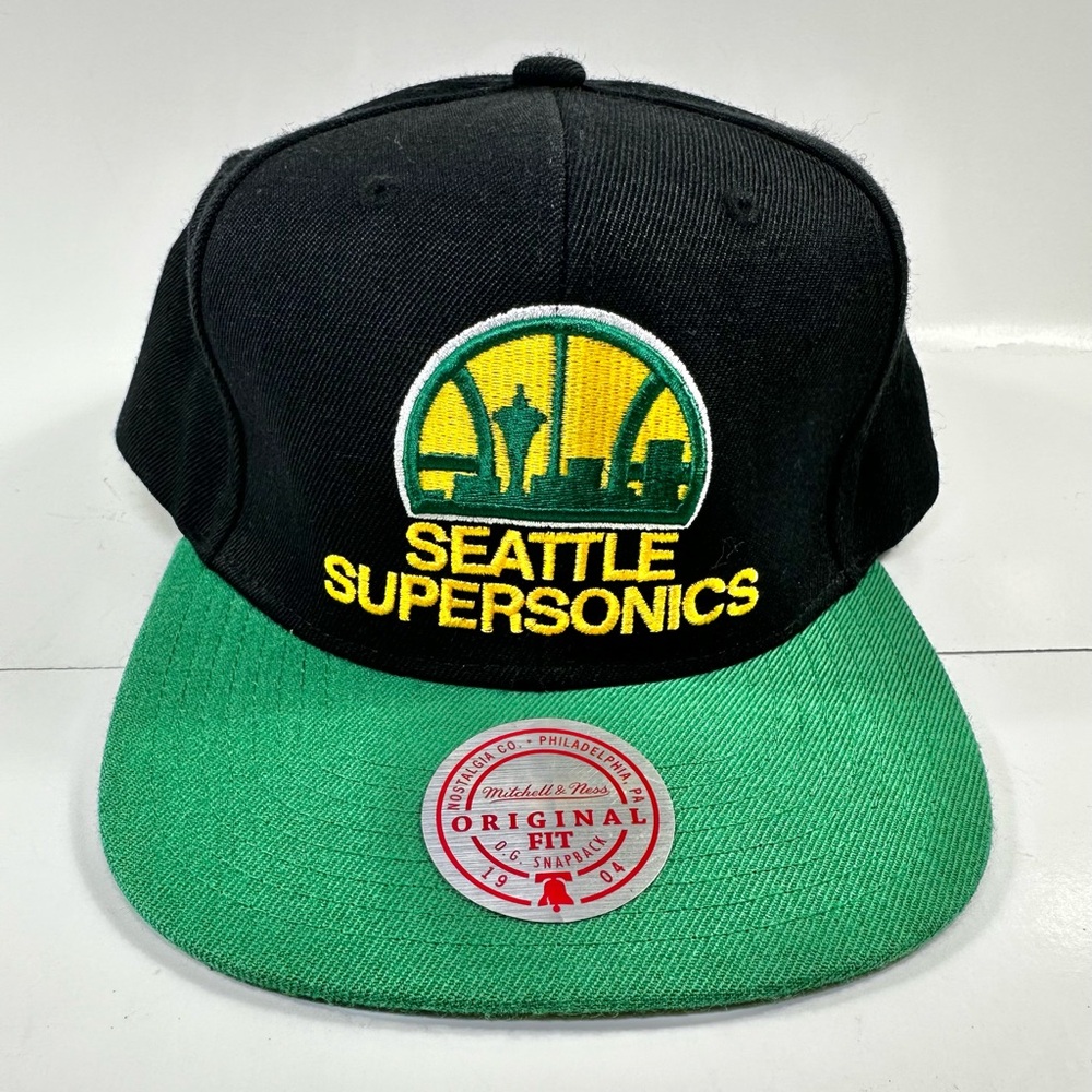 Seattle SuperSonics Mitchell & Ness NBA Snapback Hat Two Tone Black Green
